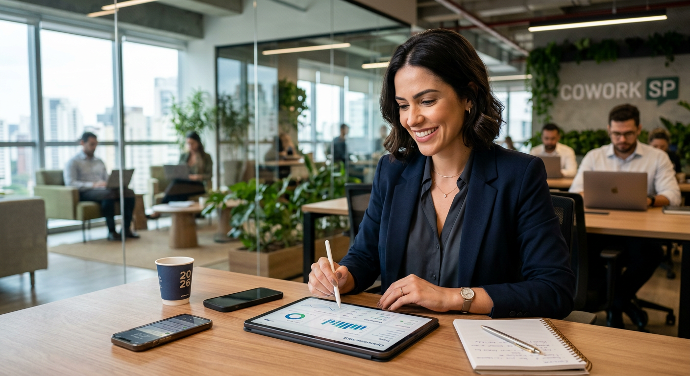 Modern business professional using digital Tools on a tablet to manage operations in 2026