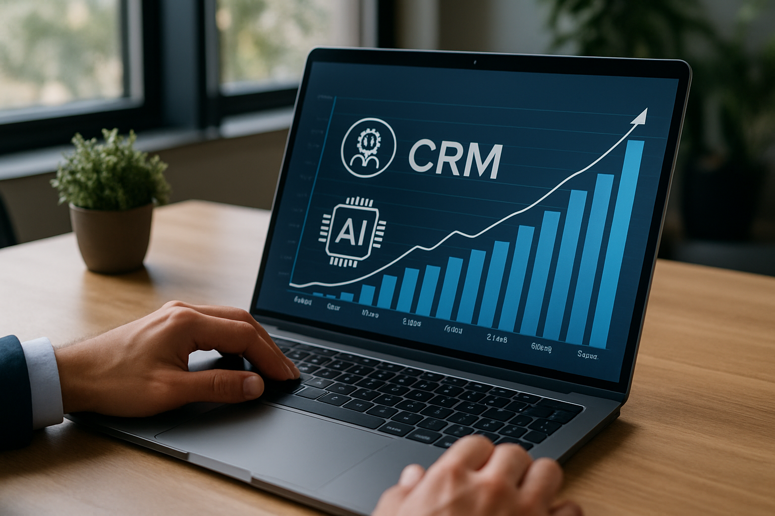 Gráfico de vendas com CRM comercial e inteligência artificial em 2026