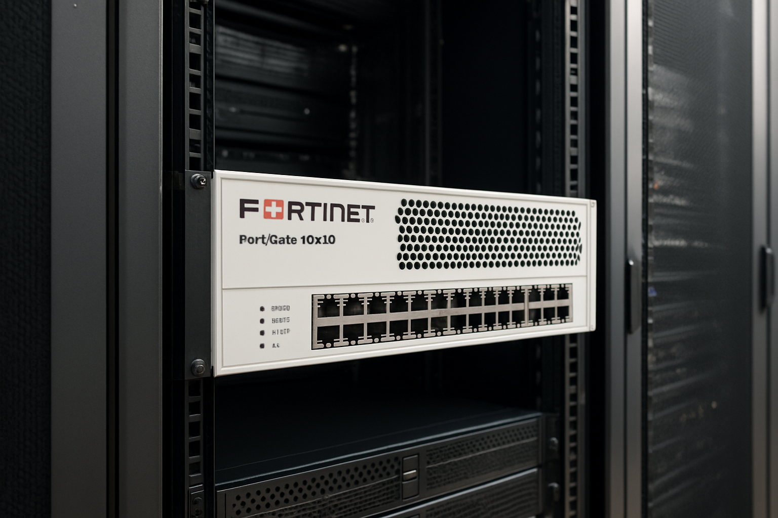 FortiGate 1000D em rack de datacenter mostrando arquitetura de segurança