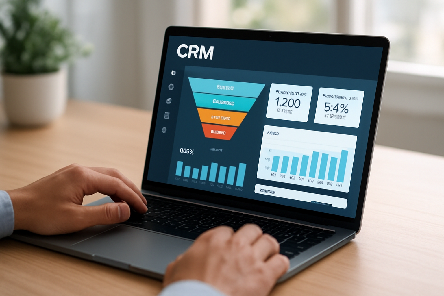 Dashboard de CRM com atendimento automático mostrando funil de vendas e métricas em 2026
