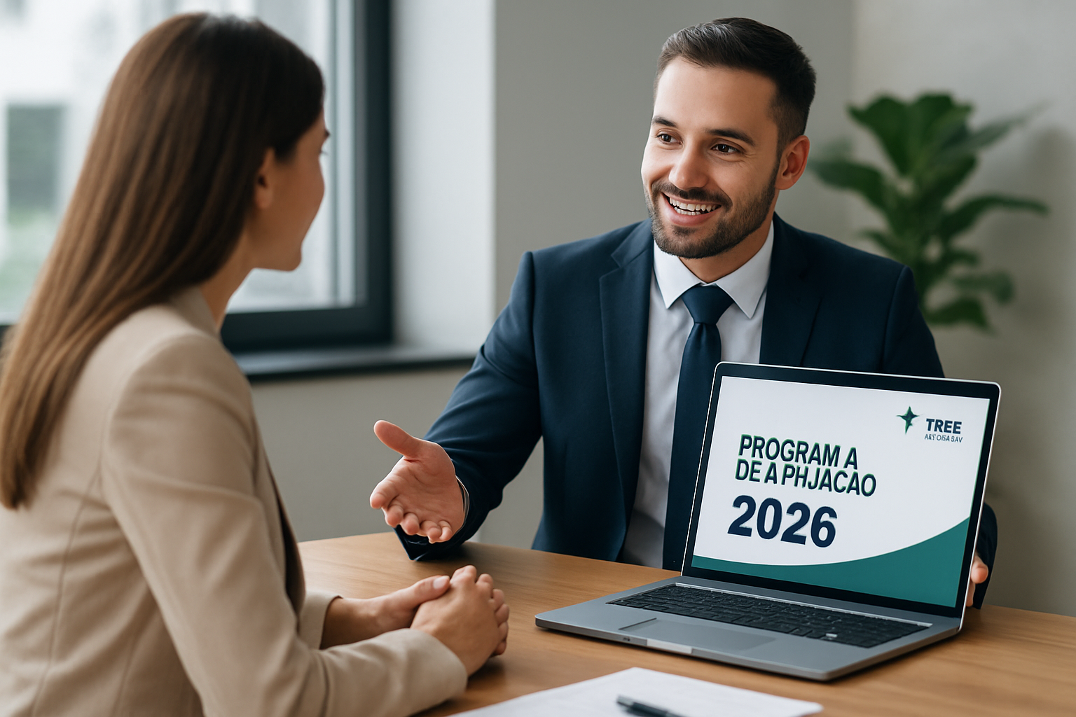 Parceiro TREC Energia em reunião comercial apresentando programa de afiliação 2026