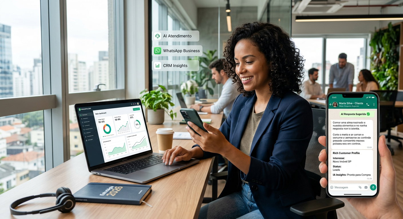 CRM para atendimento com IA no WhatsApp em 2026
