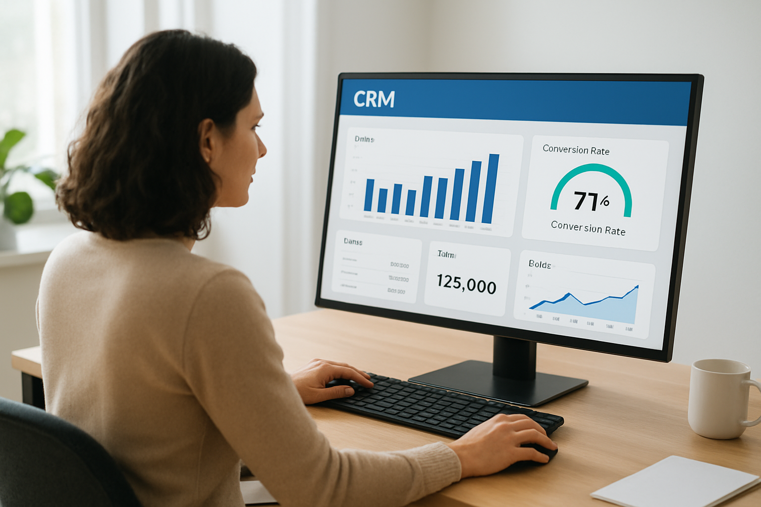 Dashboard de vendas para crm para pequenas empresas com métricas de conversão