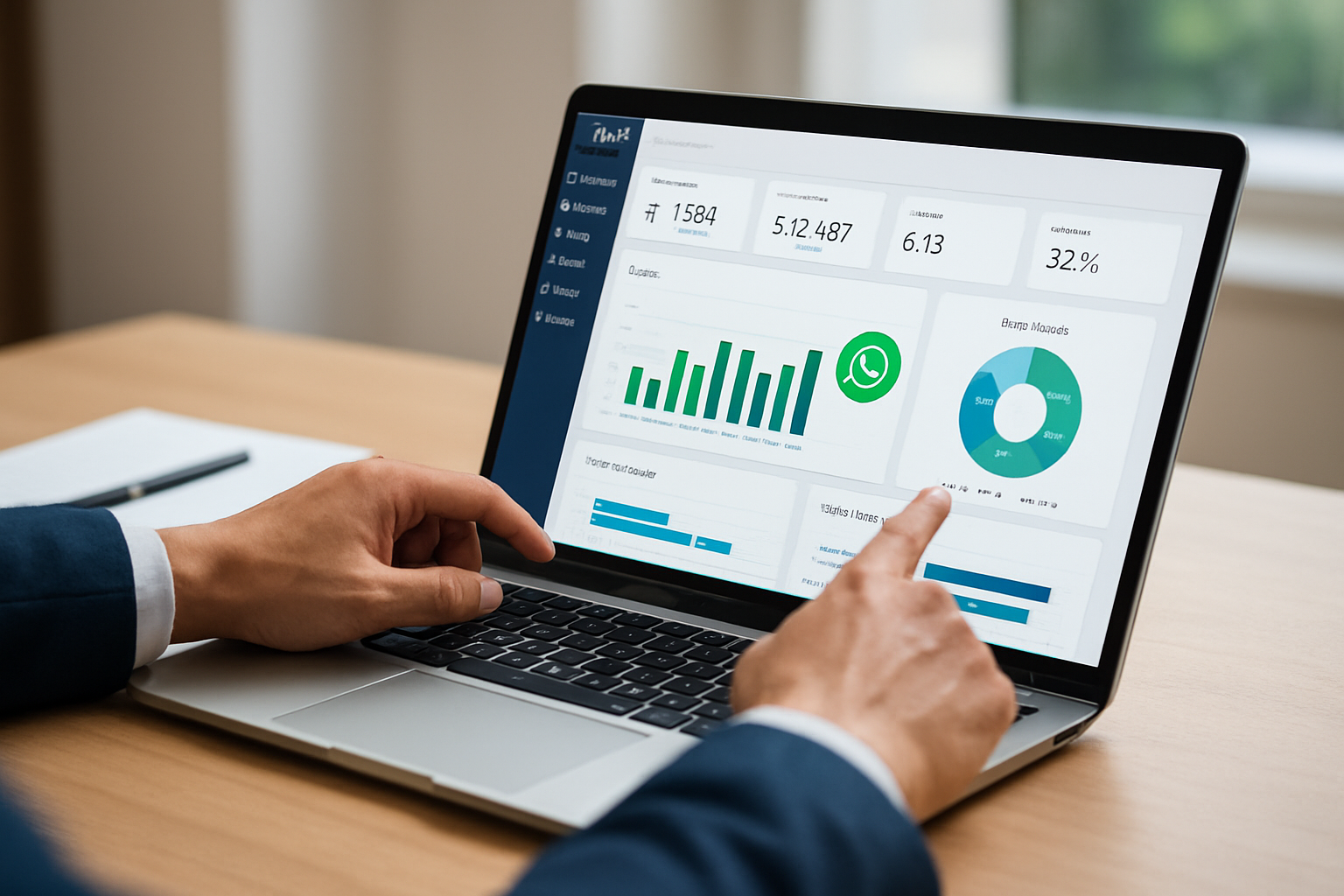 Dashboard de plataforma crm de vendas com integração de WhatsApp e métricas de vendas