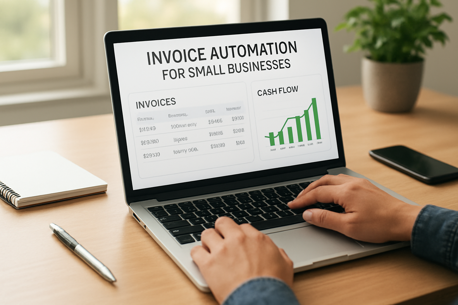 invoice automation for small businesses dashboard showing invoices and cash flow