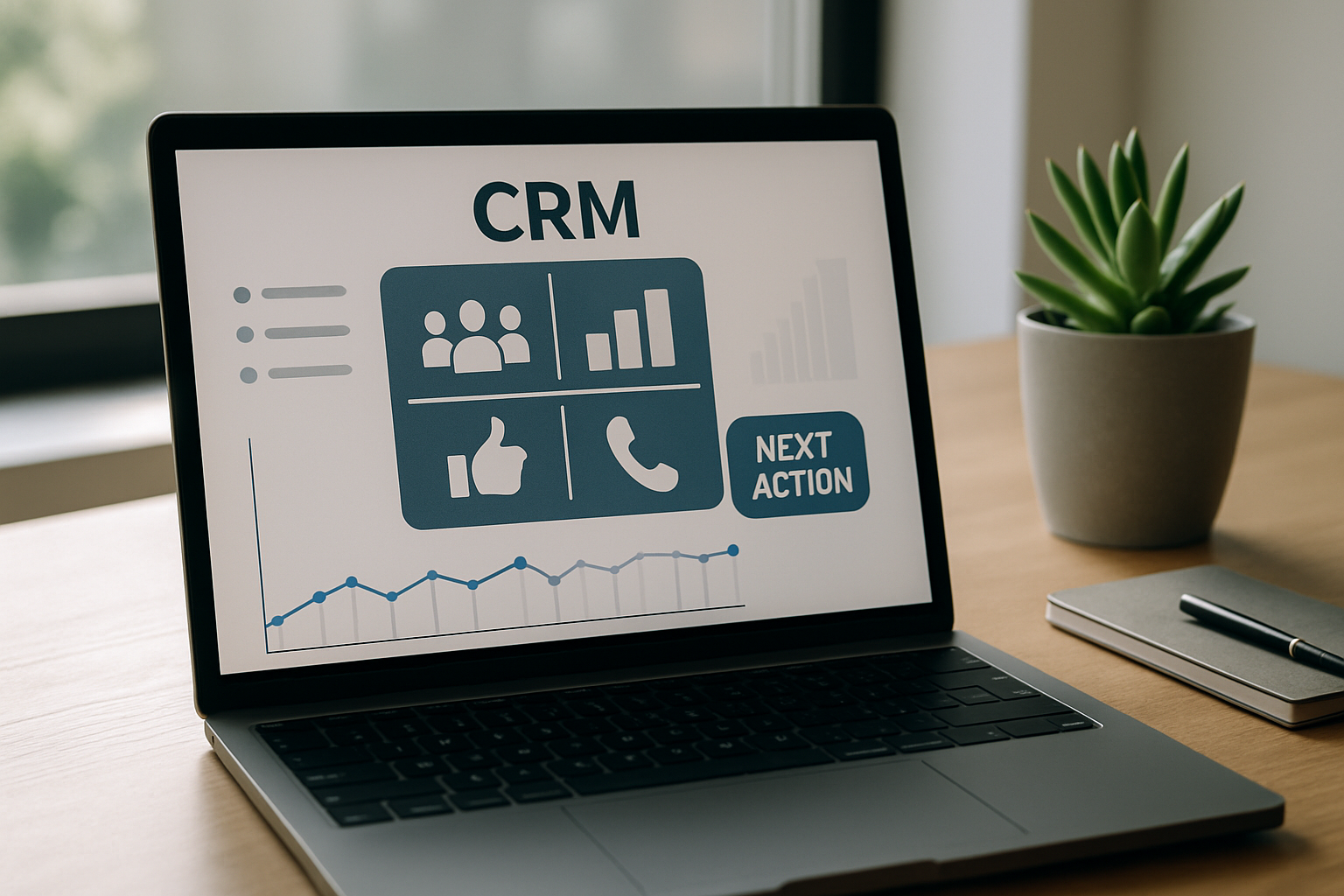 Gráfico ilustrativo de CRM com recomendação de próxima ação em 2026