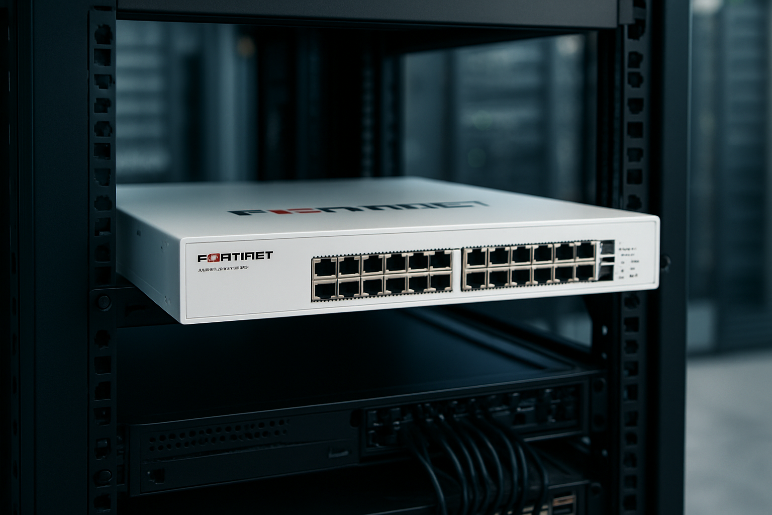 appliance fortigate 200f em rack de datacenter com foco em firewall e segurança