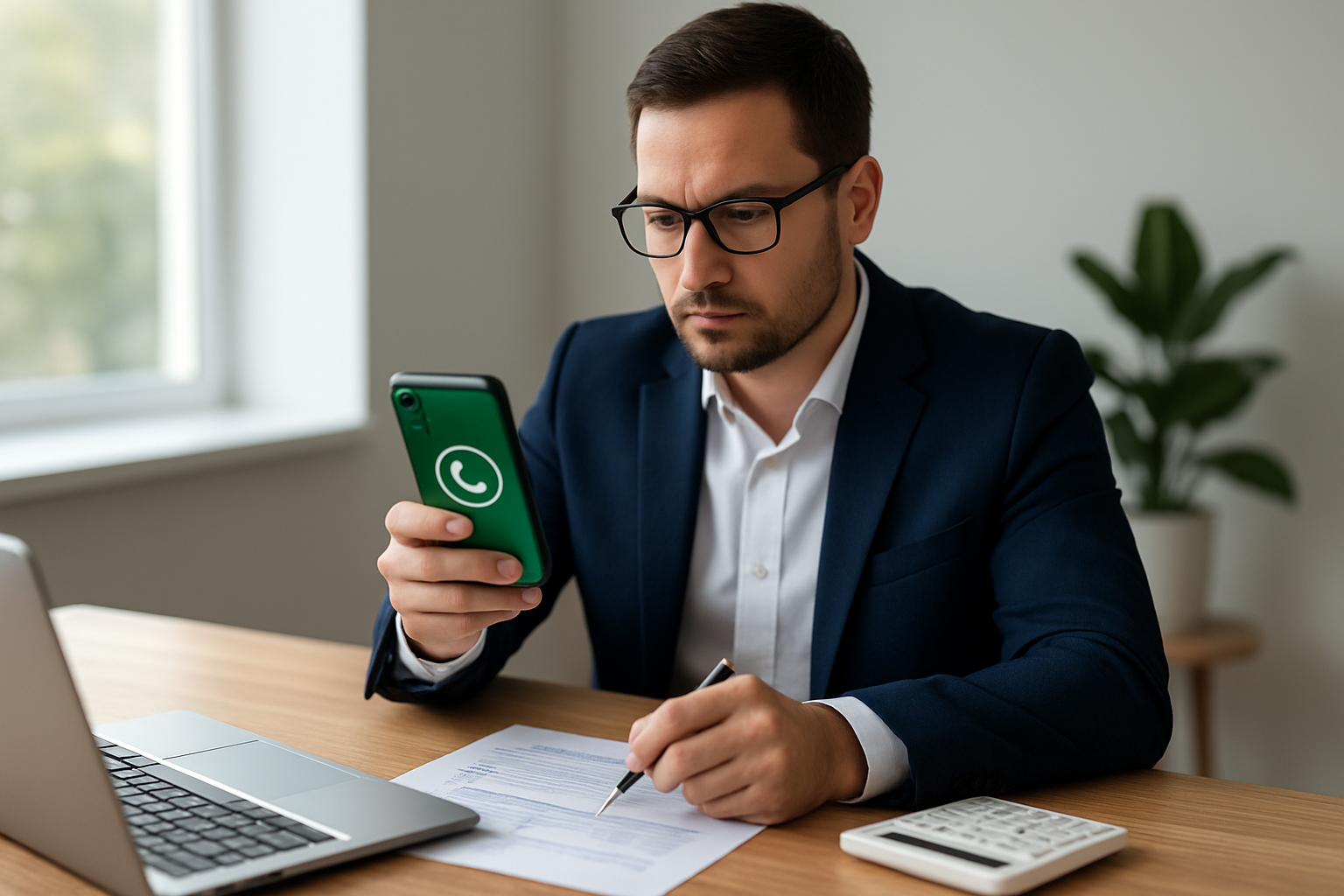 Empresário calculando o custo do WhatsApp para automação de vendas em 2026