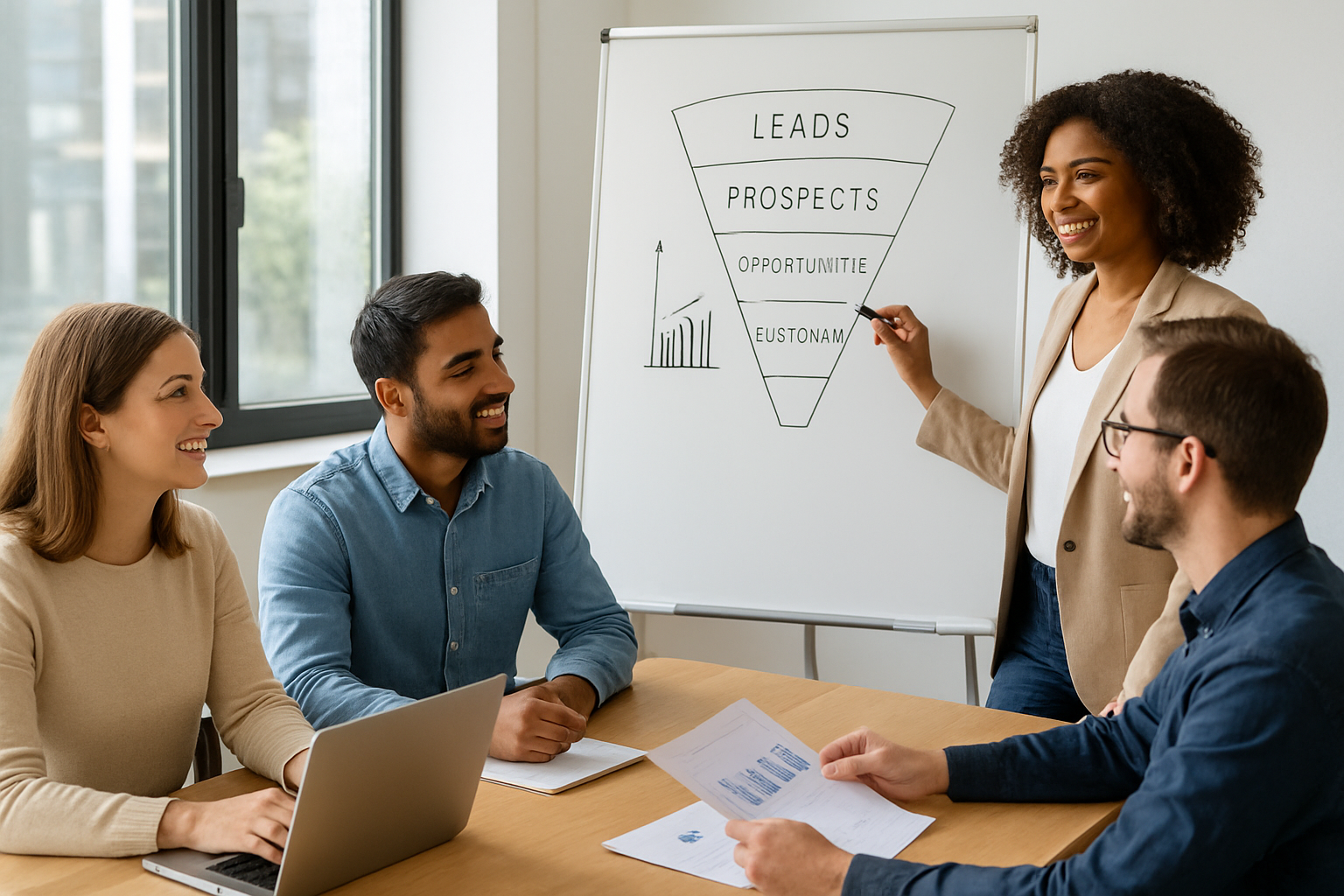 equipe de growth implementando pipeline de vendas com empresa para cuidar do marketing