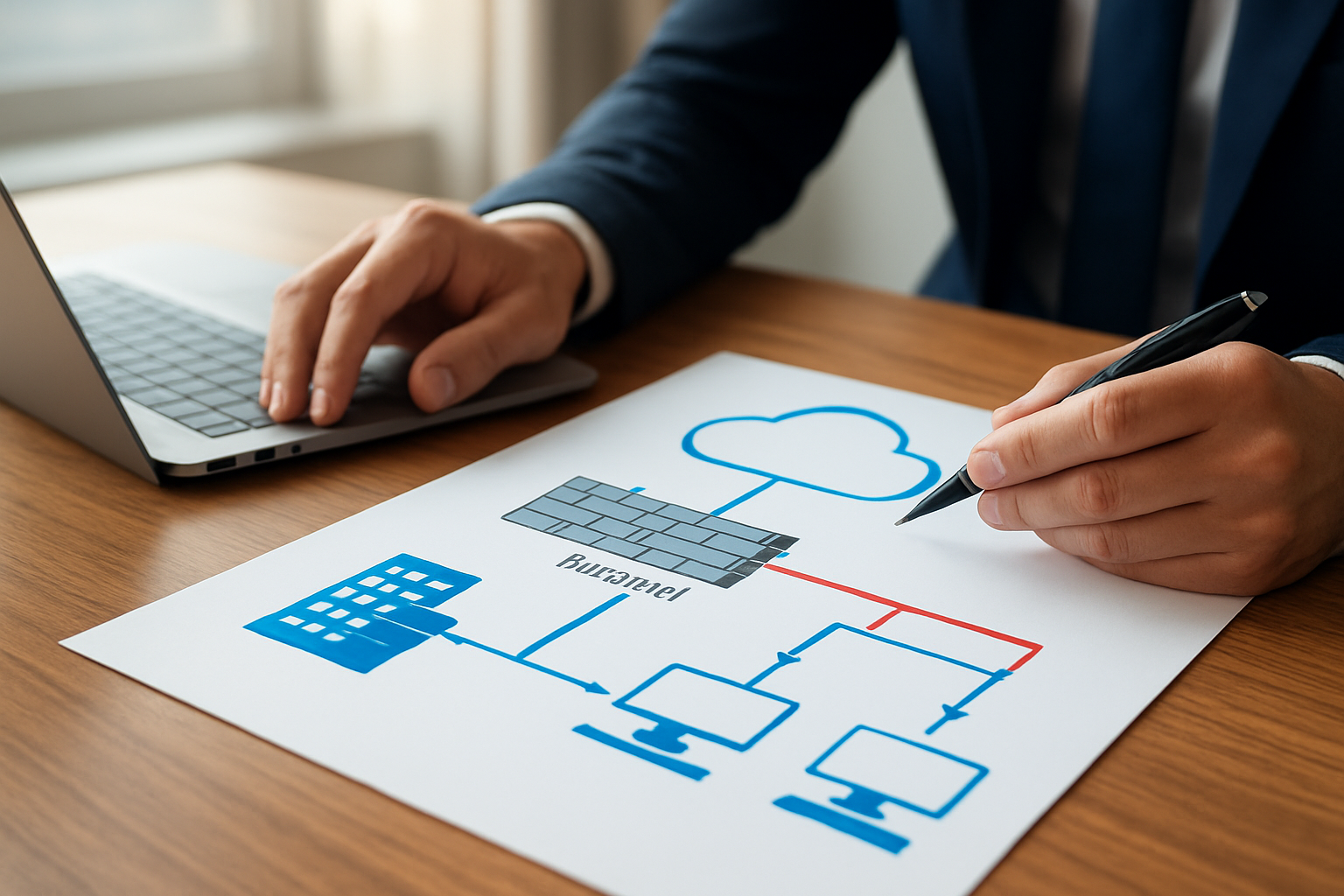 diagrama de arquitetura de firewall corporativo fortinet protegendo nuvem e filiais