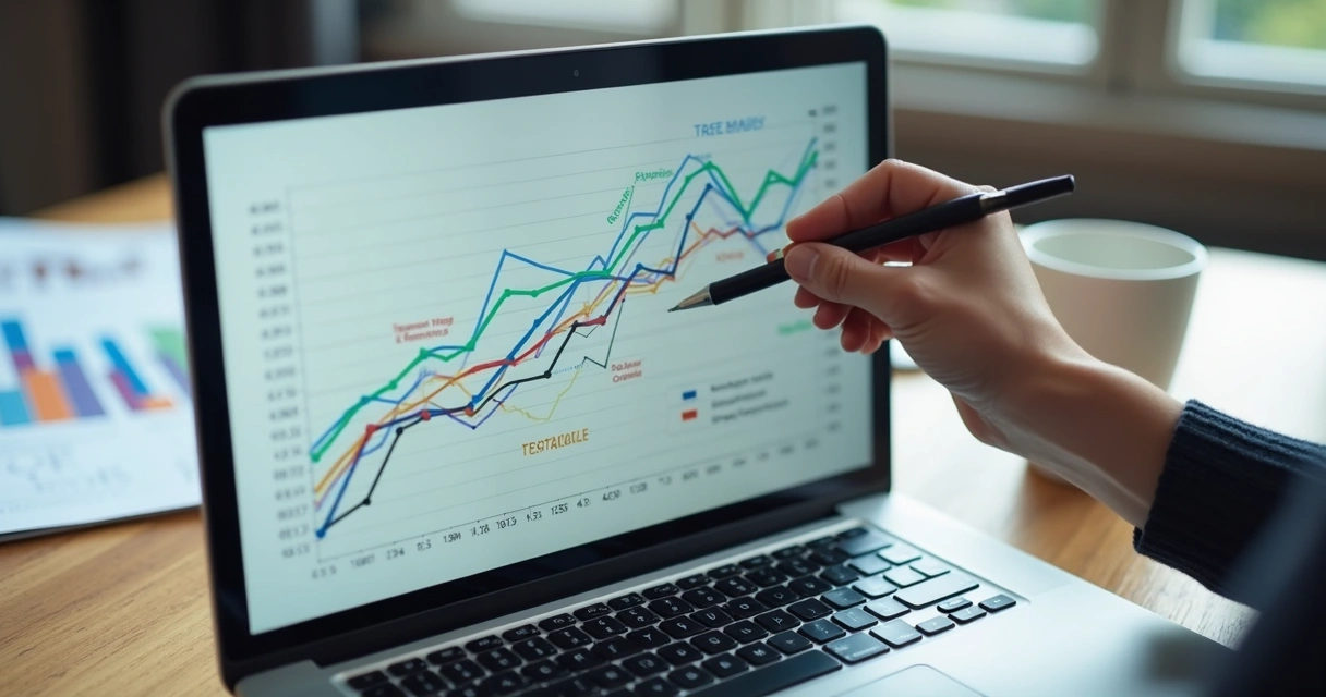 Gráfico em tela de notebook mostra dados do setor têxtil brasileiro