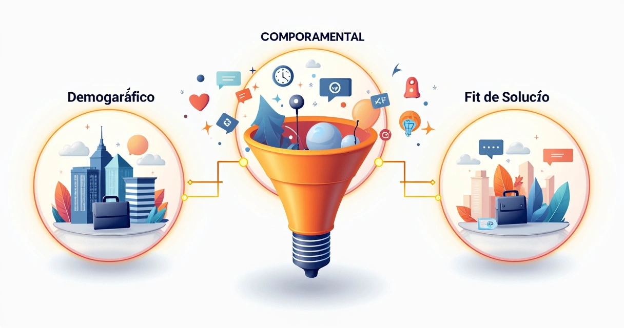 Esquema visual de critérios de lead scoring B2B 