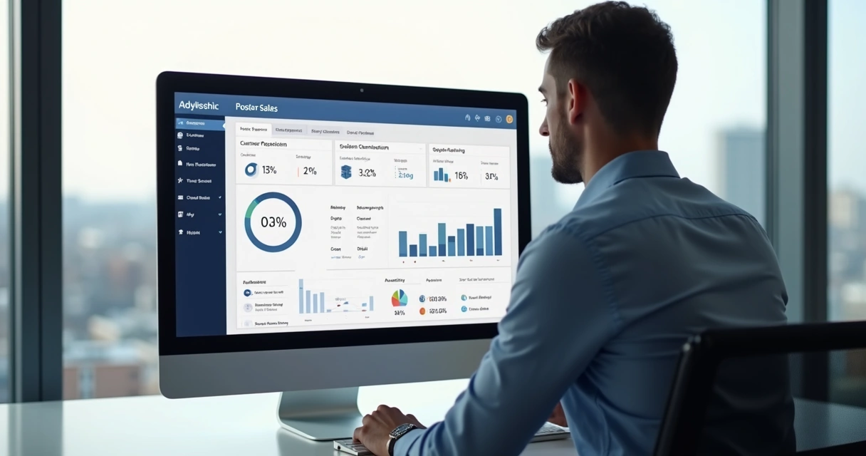 Monitoramento pós-venda B2B com IA em tela de computador 