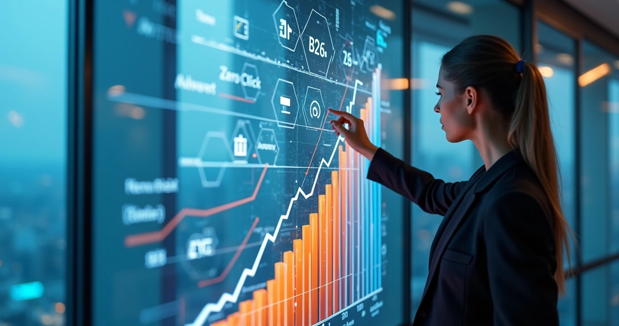 Gráfico moderno de tendências de SEO para B2B até 2026 