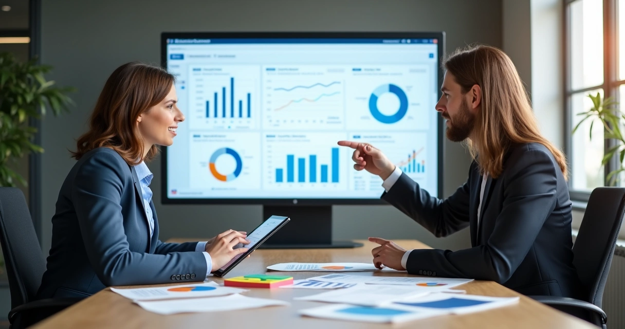 Apresentação personalizada em demonstração B2B mostrando estudo de caso ao cliente 
