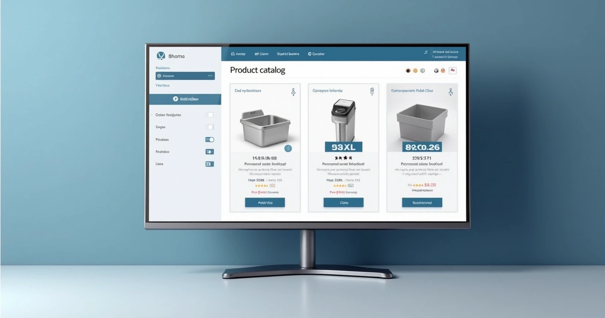 Tela de catálogo digital B2B com filtros e área restrita para distribuidores 