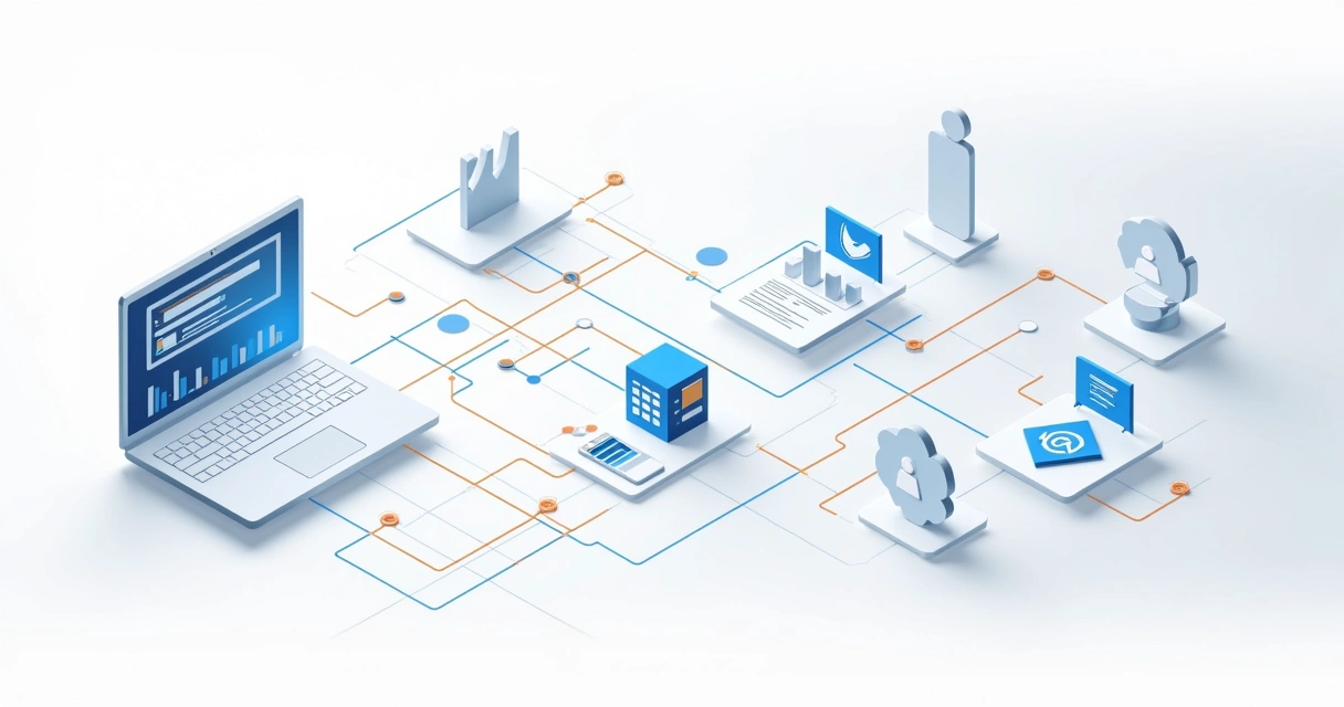 Diagrama ilustrando integração entre site, CRM e sistemas de vendas 