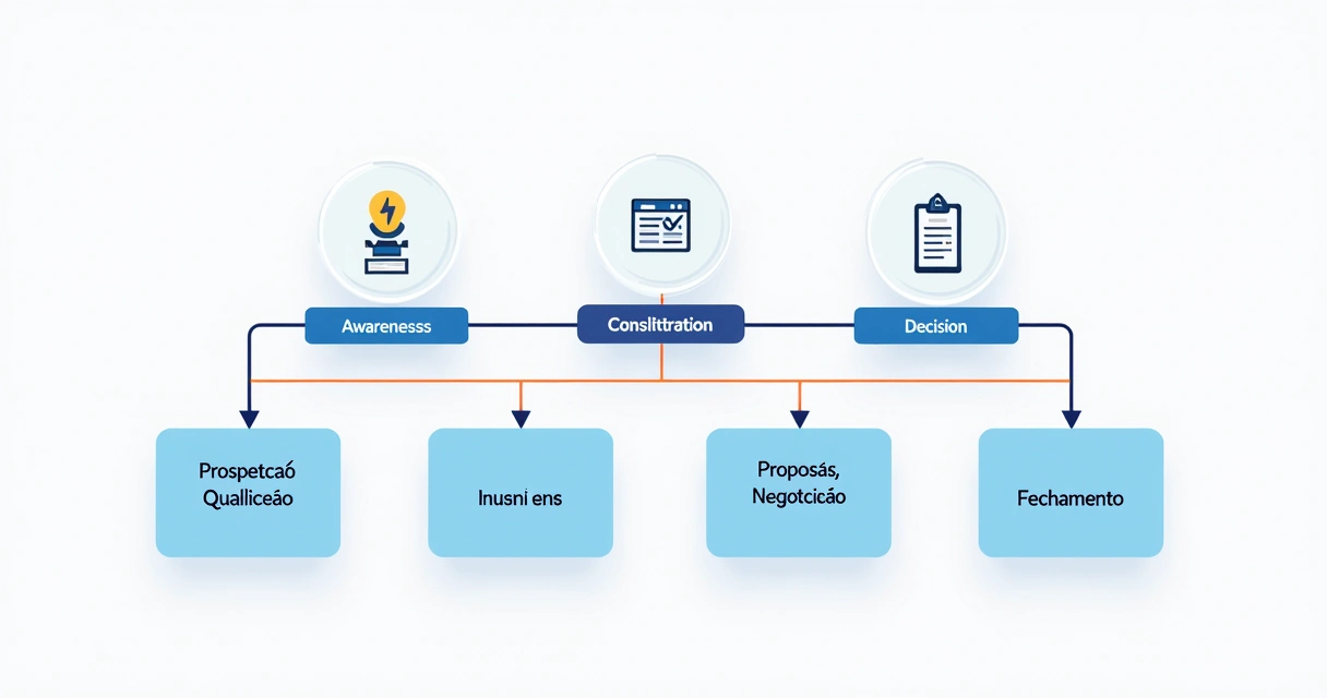 Conexão entre jornada do cliente e etapas do pipeline visualmente representada