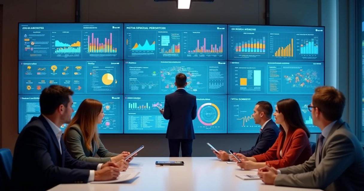 Relatório digital detalhado com gráficos interativos e dashboards coloridos