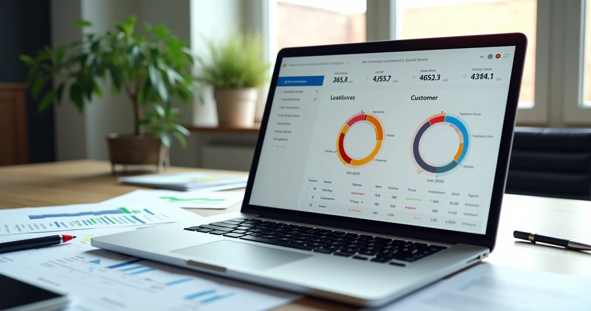 Sistema de classificação de leads rodando em laptop 