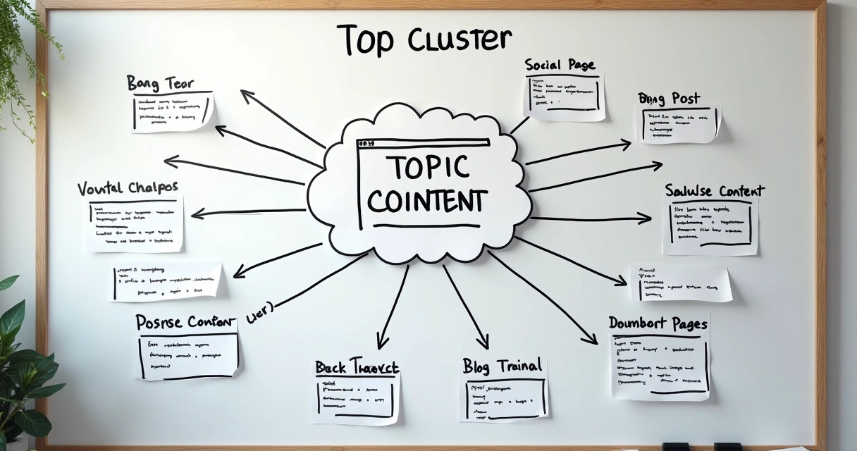 Diagrama de topic cluster no conteúdo B2B