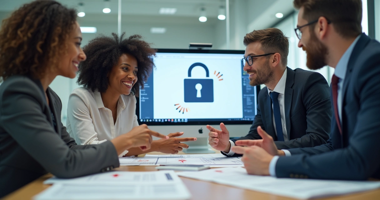 Equipe discutindo privacidade e LGPD em vendas 