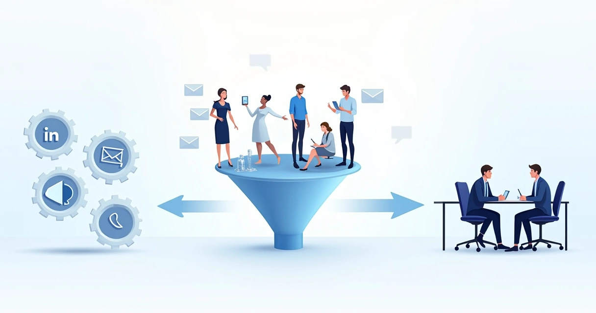Fluxo visual dos processos do SDR, incluindo etapas como prospecção, qualificação de leads e agendamento de reuniões