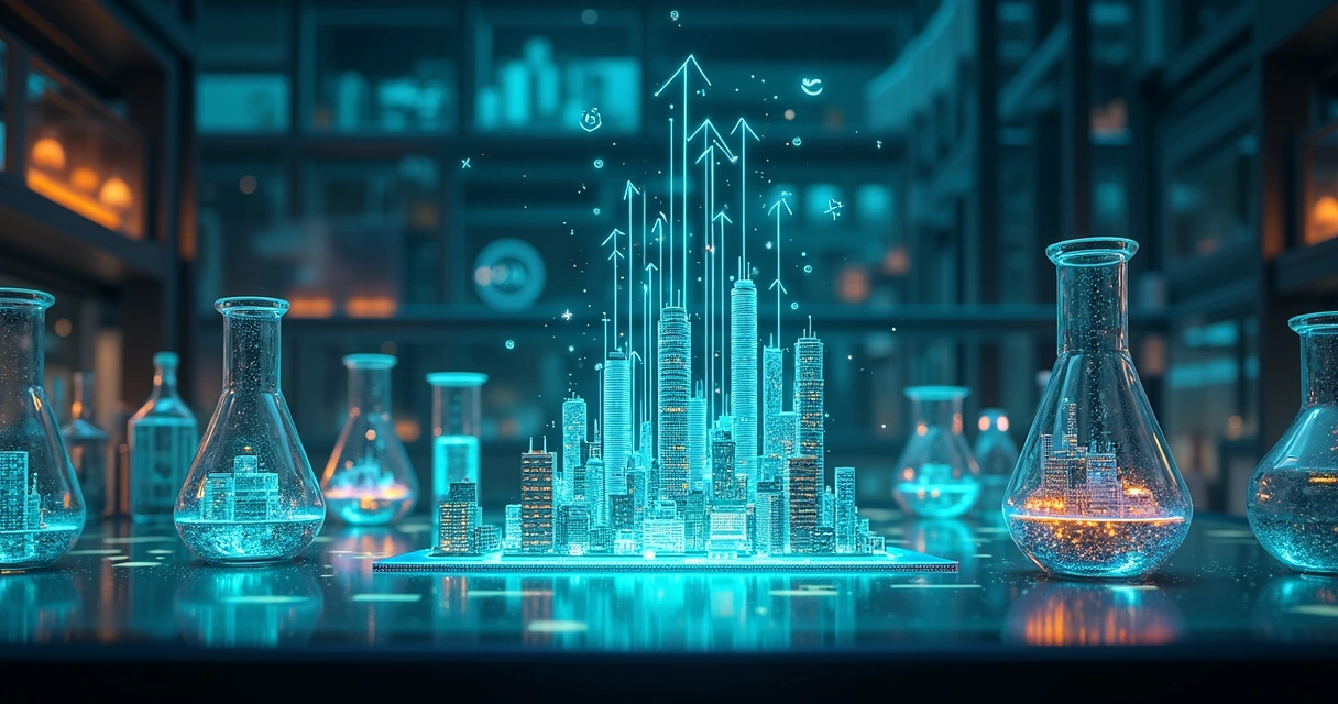 Experimento de crescimento em laboratório com cidade conectada por gráficos 