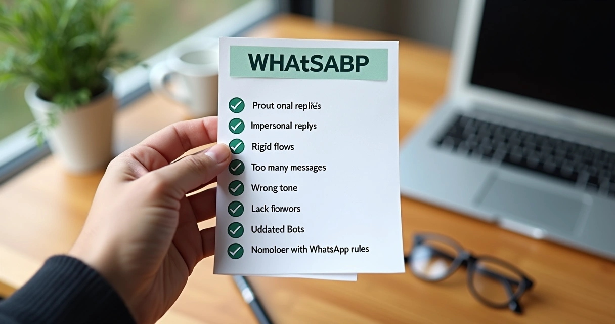 Checklist visual dos erros comuns ao automatizar mensagens no WhatsApp 