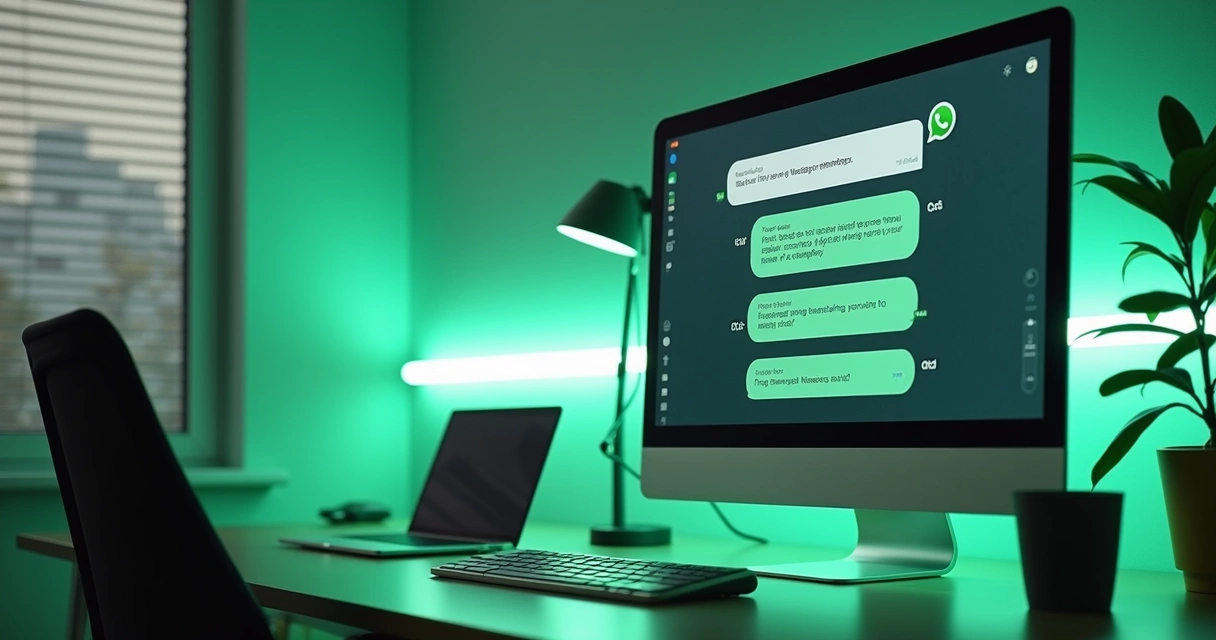 Chatbot conversando pelo WhatsApp na tela de computador 