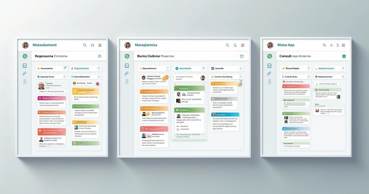 Quadros Kanban mostrando usos em clínica, e-commerce e prestação de serviços 