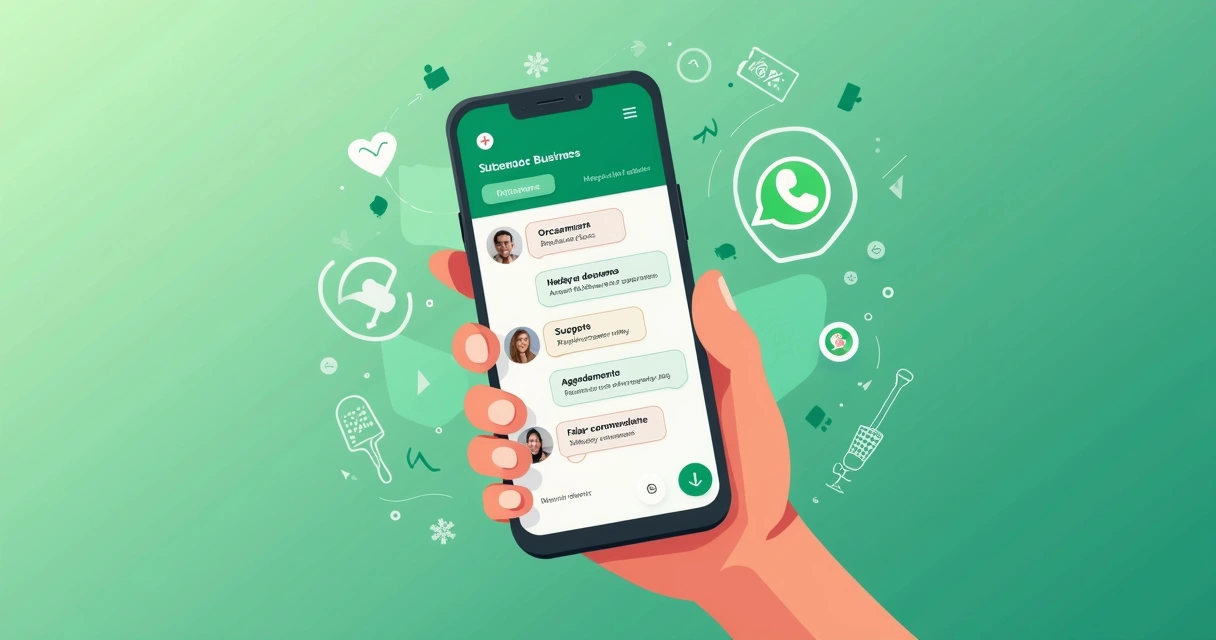 Menu interativo no WhatsApp com opções de atendimento 