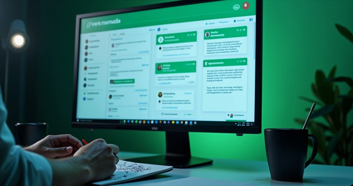 Tela de um sistema mostrando vários chats de WhatsApp centralizados 