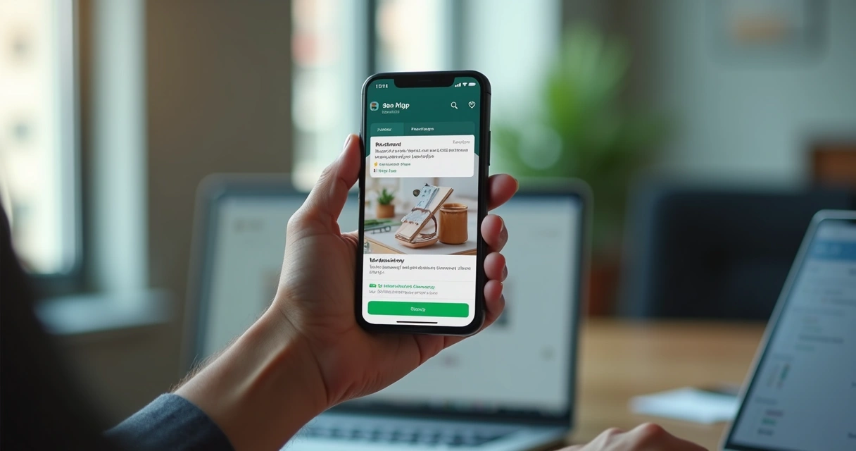 Celular recebendo alerta de lembrete de produto no WhatsApp