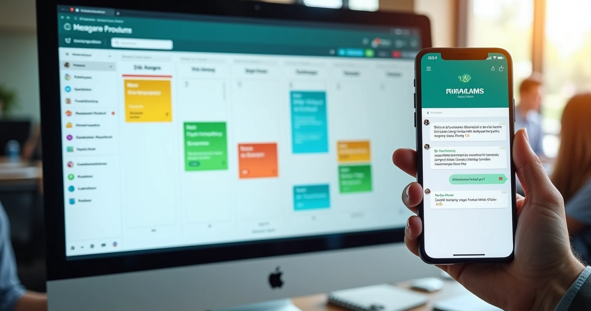 Quadro Kanban digital representando o fluxo de atendimento no WhatsApp 
