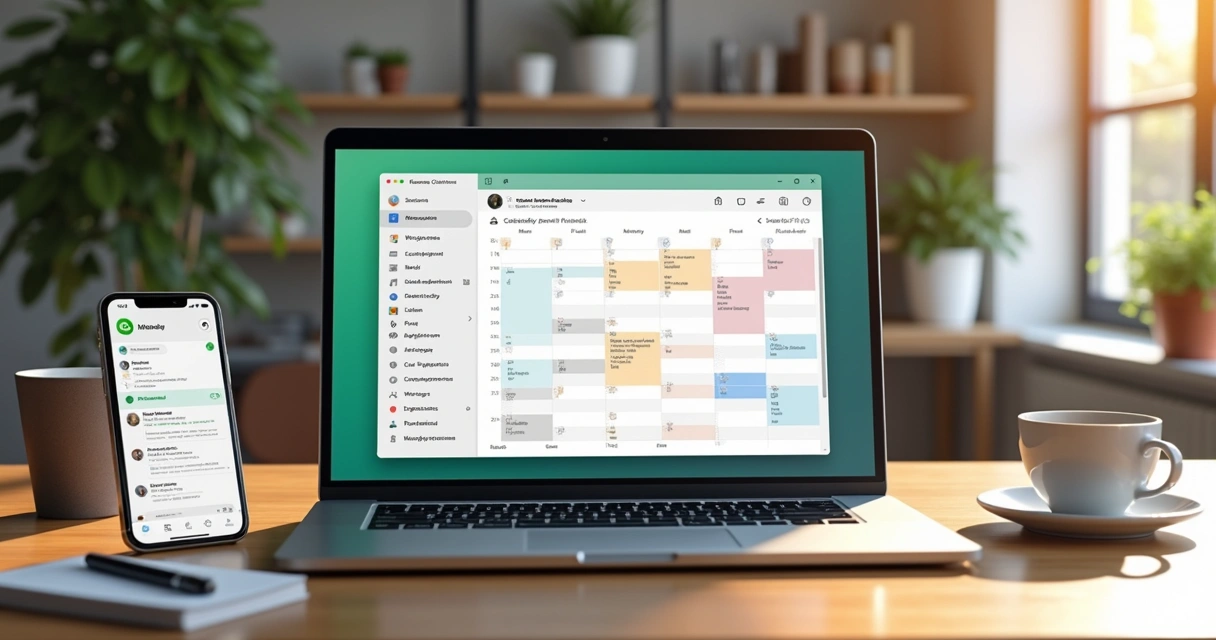 Tela de computador mostrando integração entre WhatsApp e Google Agenda para agendamento de atendimentos 
