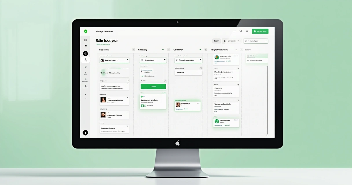 Painel de Kanban com leads organizados 