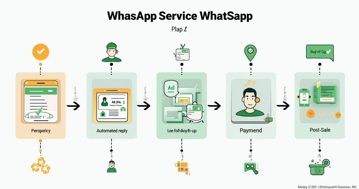Fluxograma colorido mostrando etapas do atendimento no WhatsApp