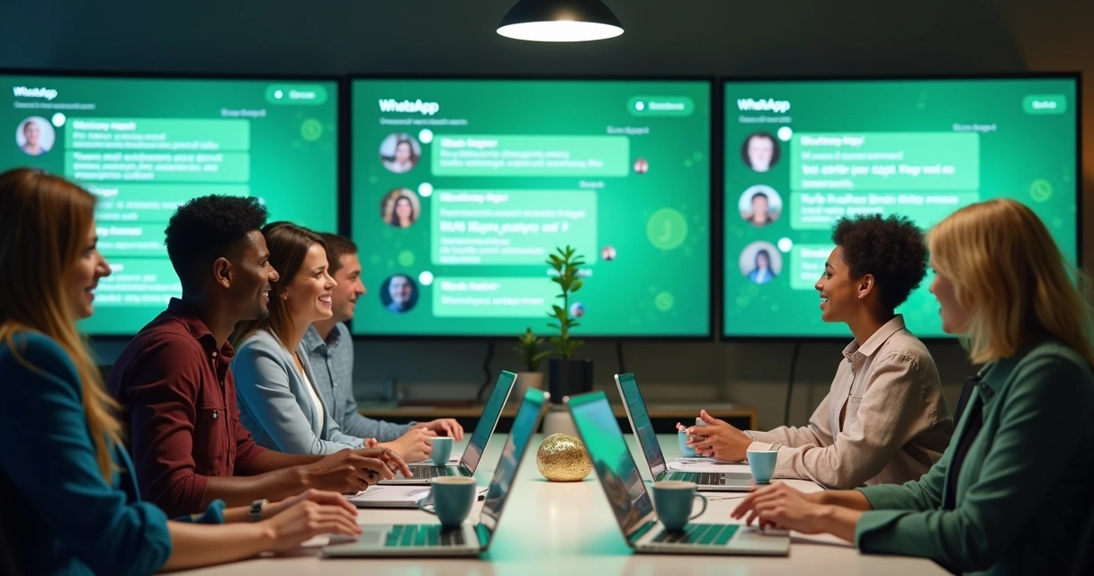 Equipe de atendimento gerenciando conversas do WhatsApp 