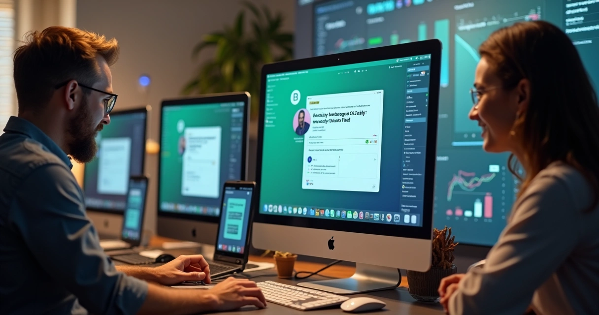 Equipe atendendo pelo WhatsApp em diferentes computadores 