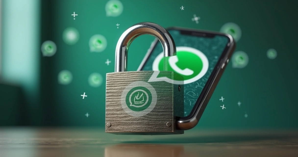Representação de segurança com cadeado e WhatsApp