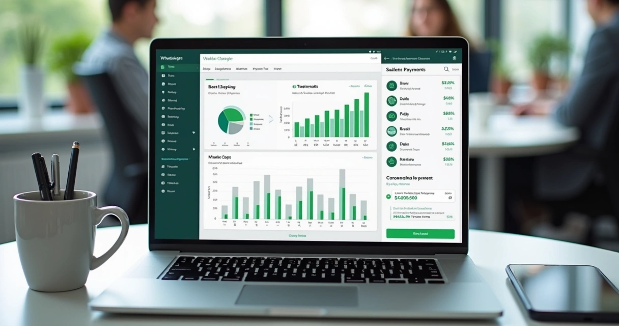 Tela de dashboard de vendas pelo WhatsApp em notebook 