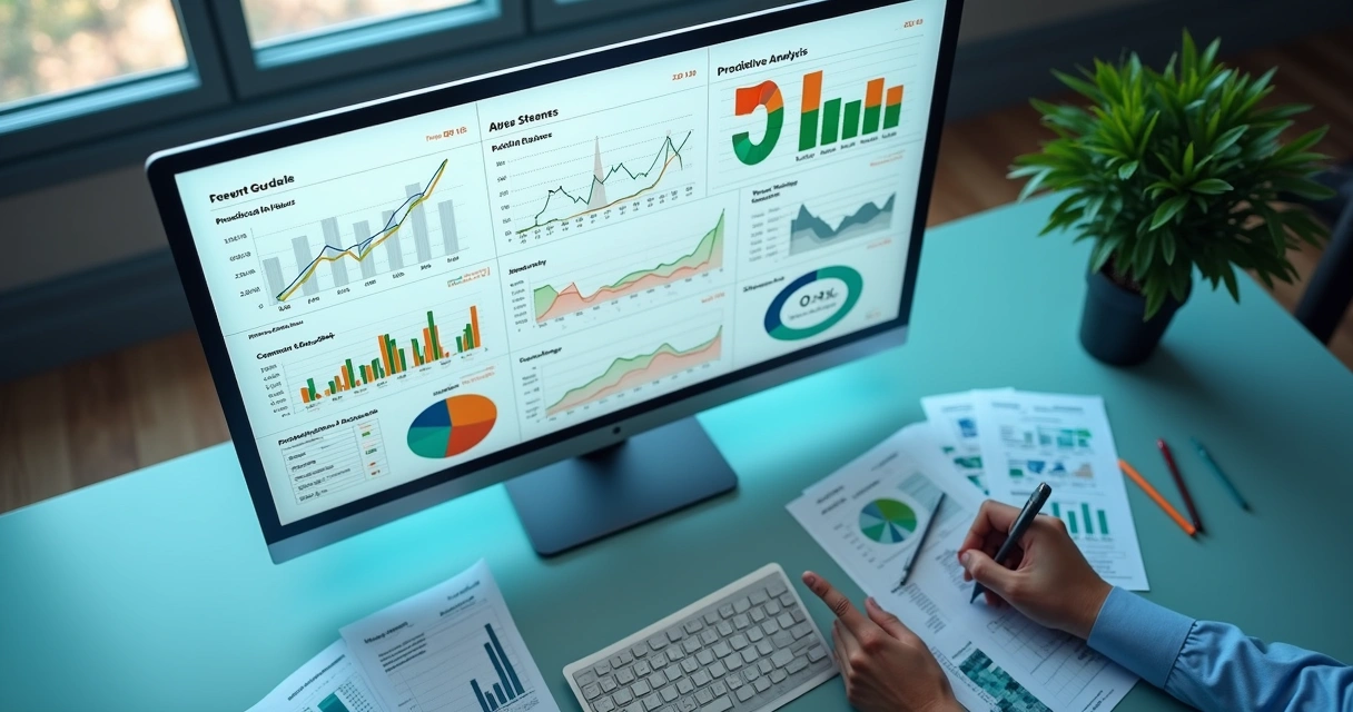 Painel de relatórios de atendimento mostrando análise preditiva 