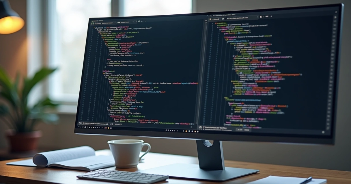Exemplo de código JSON e XML lado a lado em tela de computador 