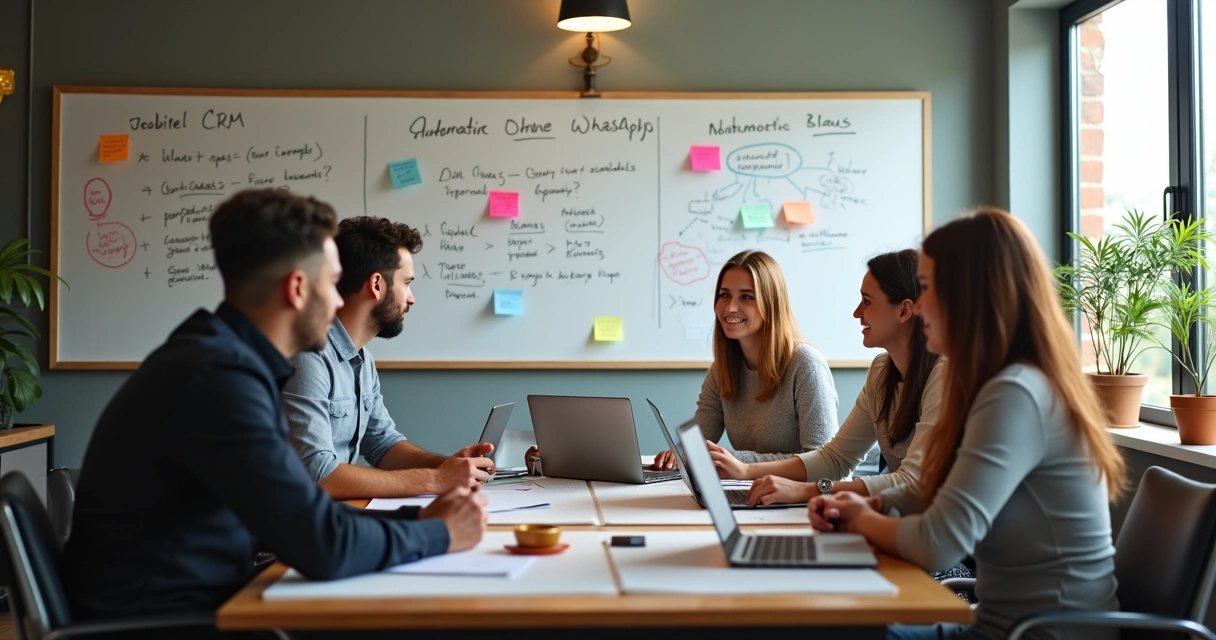 Equipe reunida para implementar CRM IA 