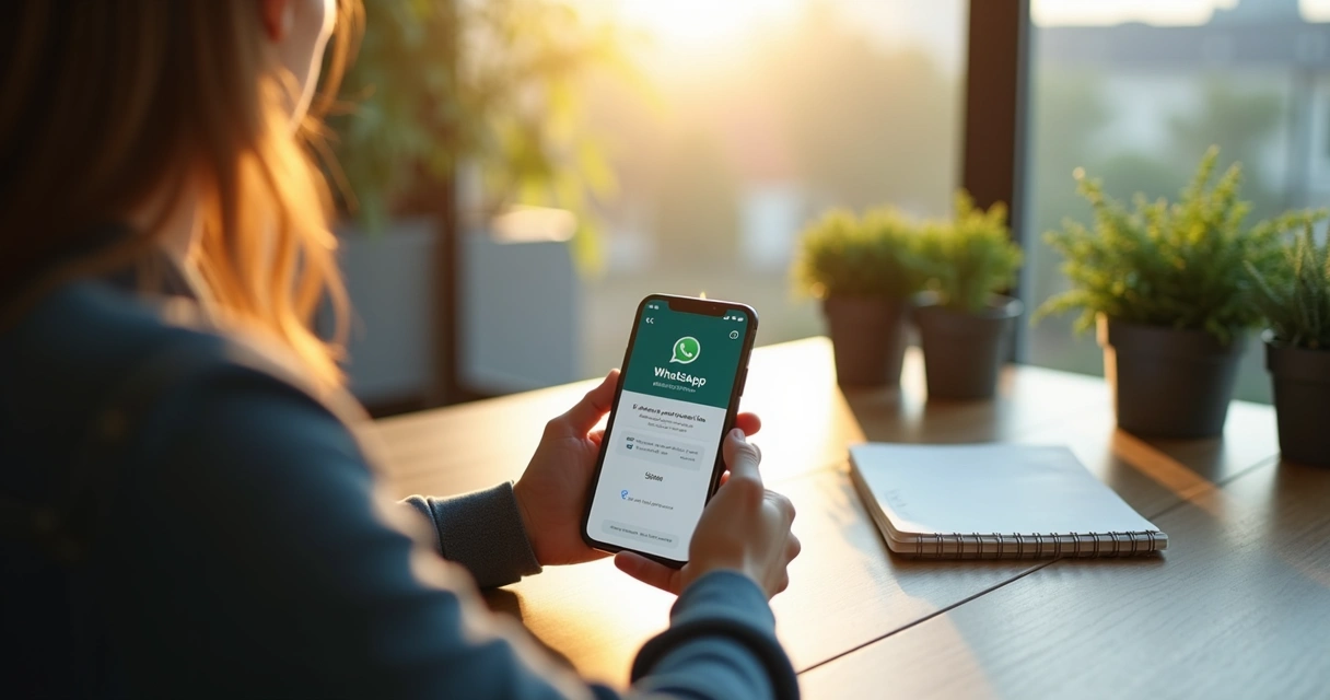 Cliente olhando smartphone com mensagem personalizada mostrando nome na tela 
